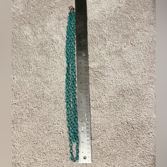 Custom J. Crew Teal Enamel Long Chain Link Necklace - Picture 4 of 4
